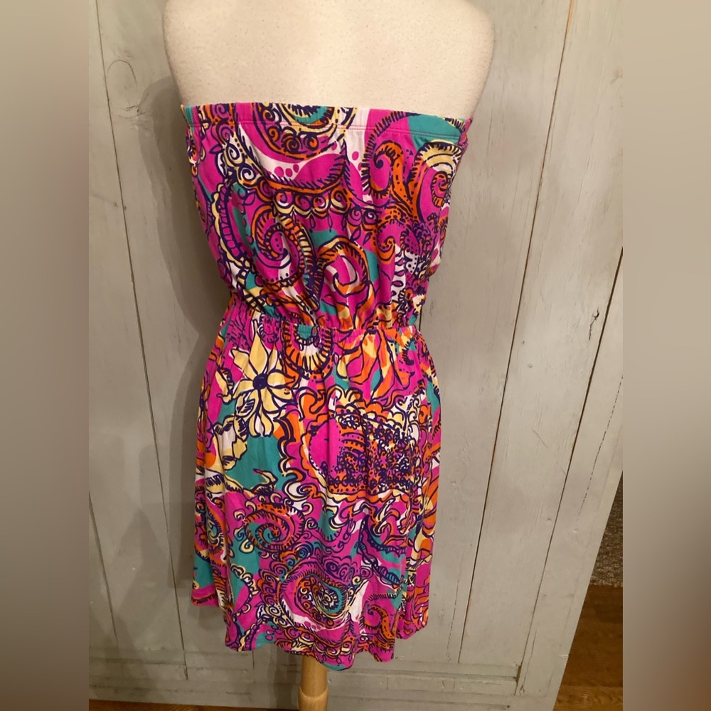 Lilly Pulitzer Atwood Strapless‎ Sea Be Seen Stretch Dress Women's S-Medium - Picture 6 of 12